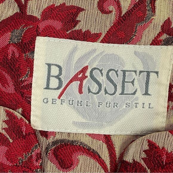 Vintage BASSET Floral Brocade Hip Jacket Button Front Gold Red 38 Petite Small - Picture 9 of 12